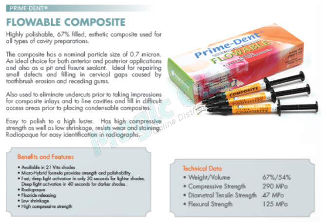 Dental Flowable VLC Light Cure Composite 4 Syringe Kit – C1