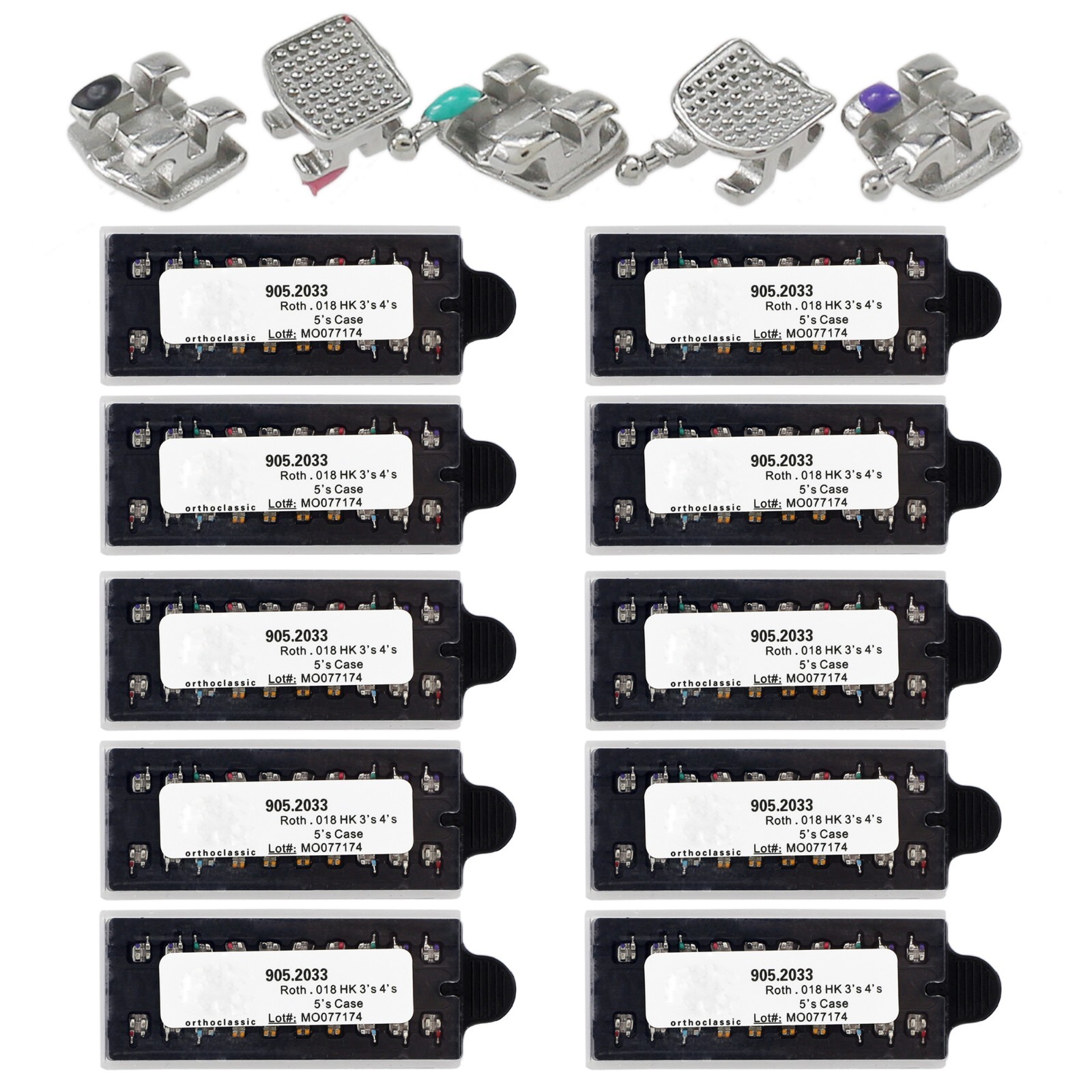 10 Sets Dental Orthodontic Brackets Braces Metal Roth 018 345 Hooks Mini MIM 5-5