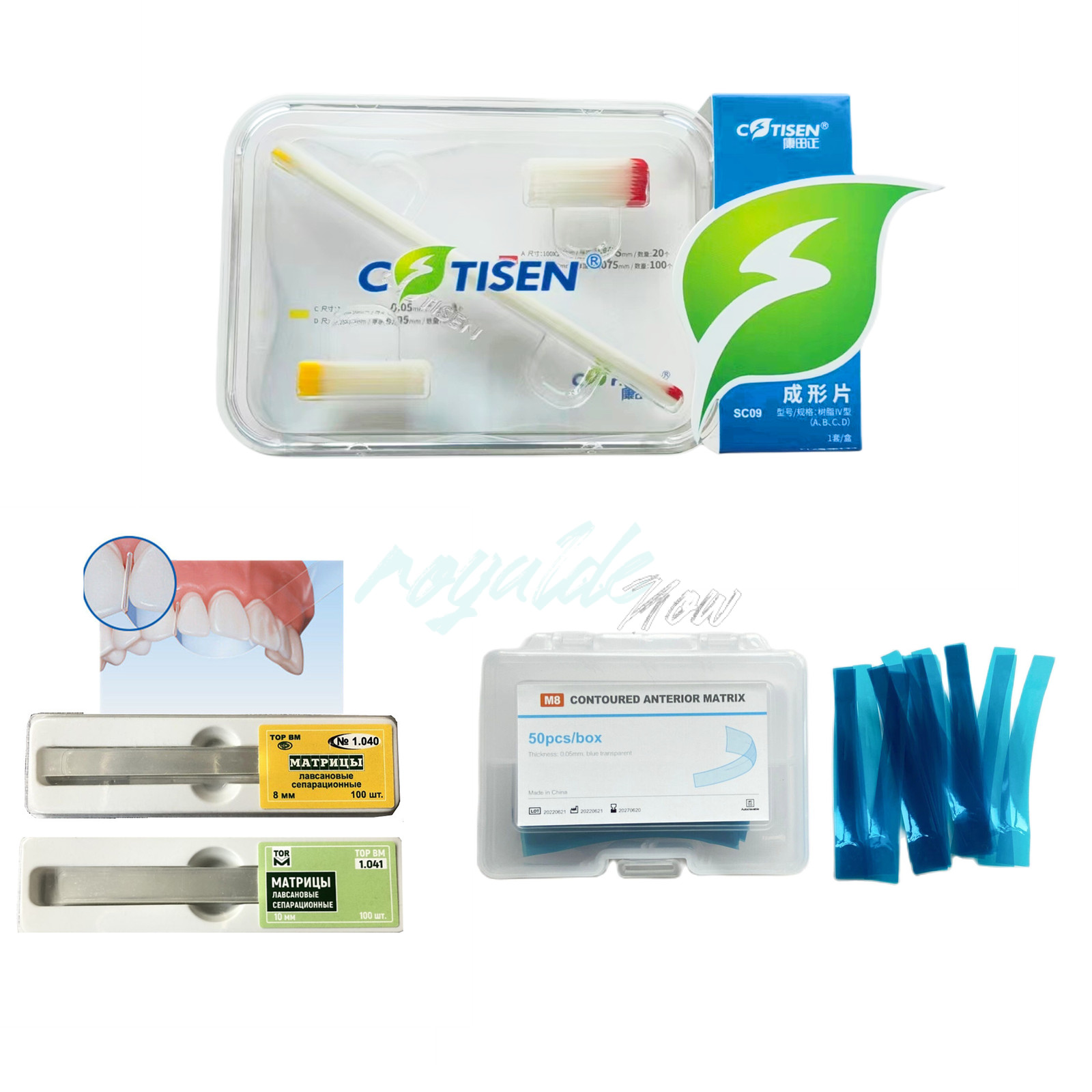 Dental Transparent Strips Matrix Polyester Film CONTISEN Blue Strip Fit Garrison