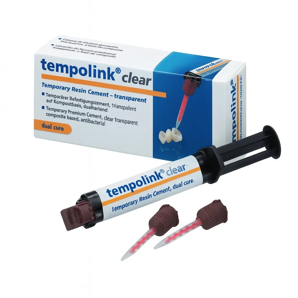Detax Tempolink Clear Transparent, resin-based temporary fixing cement