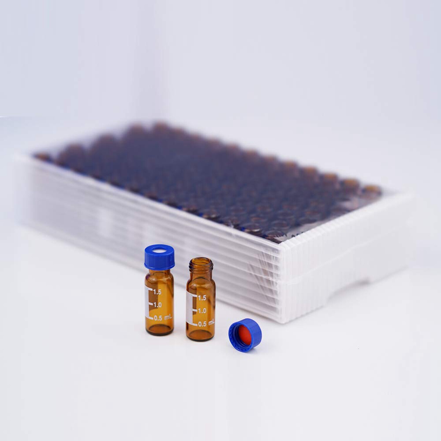 Simpure 100pcs 2ml 9-425 Vials+Caps Clear/Amber Glass Bottle Large Writting Area