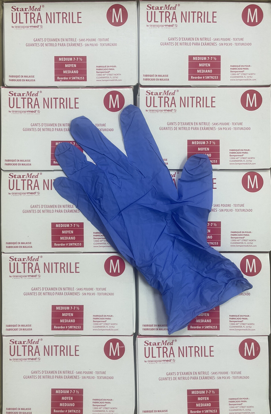 Sempermed Starmed Ultra Nitrile Exam Gloves Medium Case of 2500 Medical #SMTN253