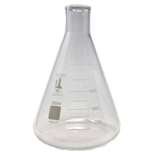 10000ml Erlenmeyer Flask, Boro. 3.3 Glass, Karter Scientific 250J2 (Single)