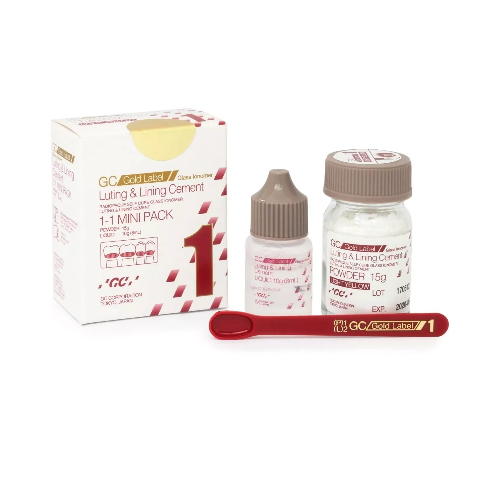 GC Gold Label Fuji 1 Mini Radiopaque Luting & Lining GIC 15g Powder+10g Liquid