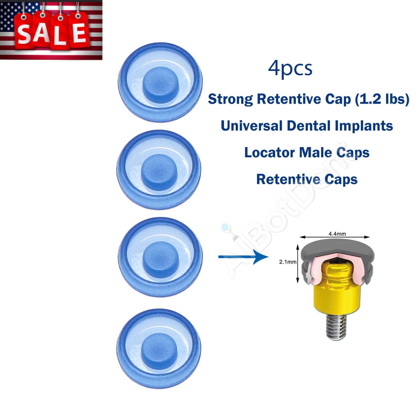 Universal Overdenture Implant Retention Caps – Metal Housing, 1.2 lbs & 2.4 lbs