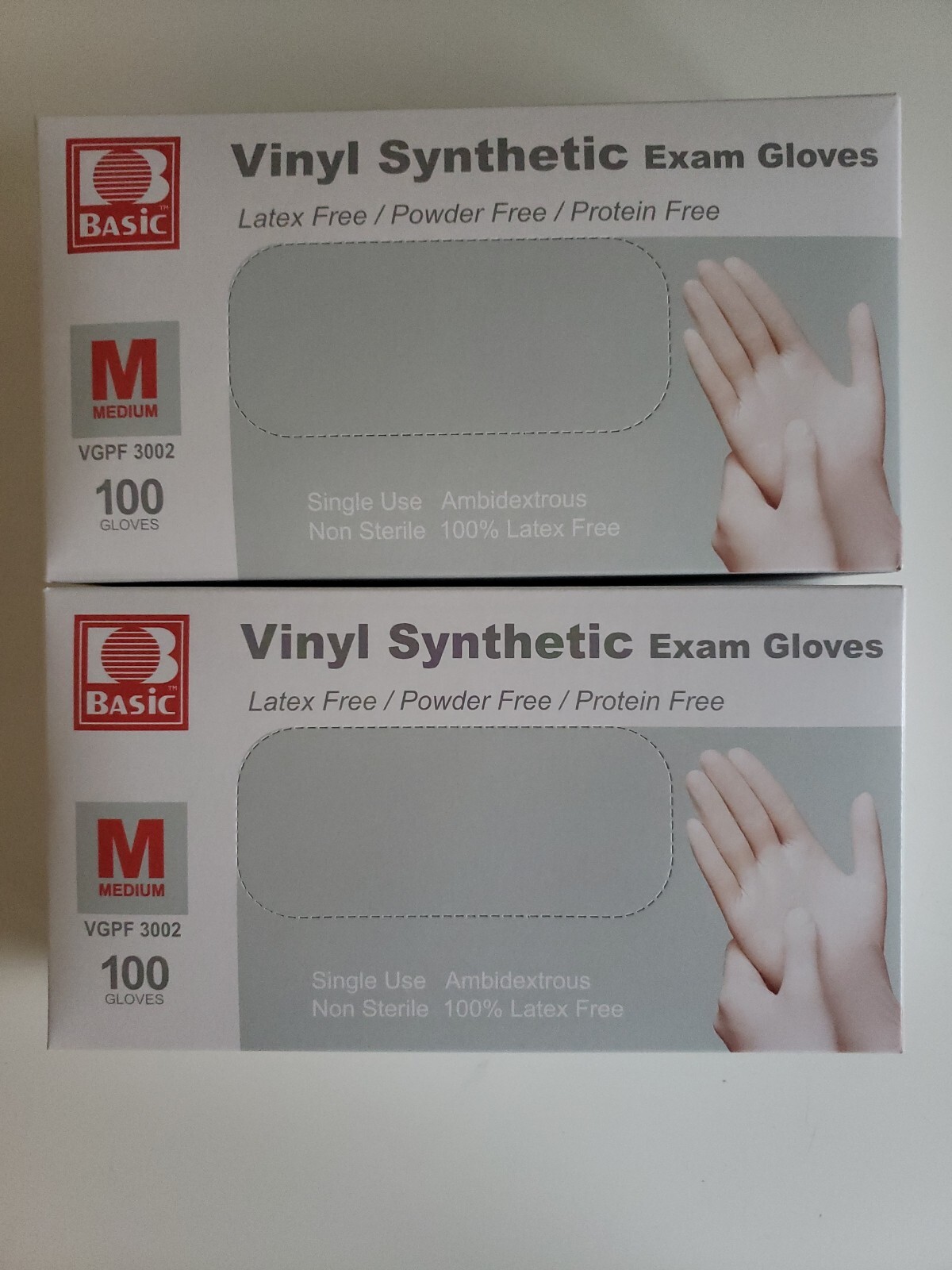 Basic Medium Clear Vinyl Synthetic Exam Gloves 200 Pieces, Size: M, fit small