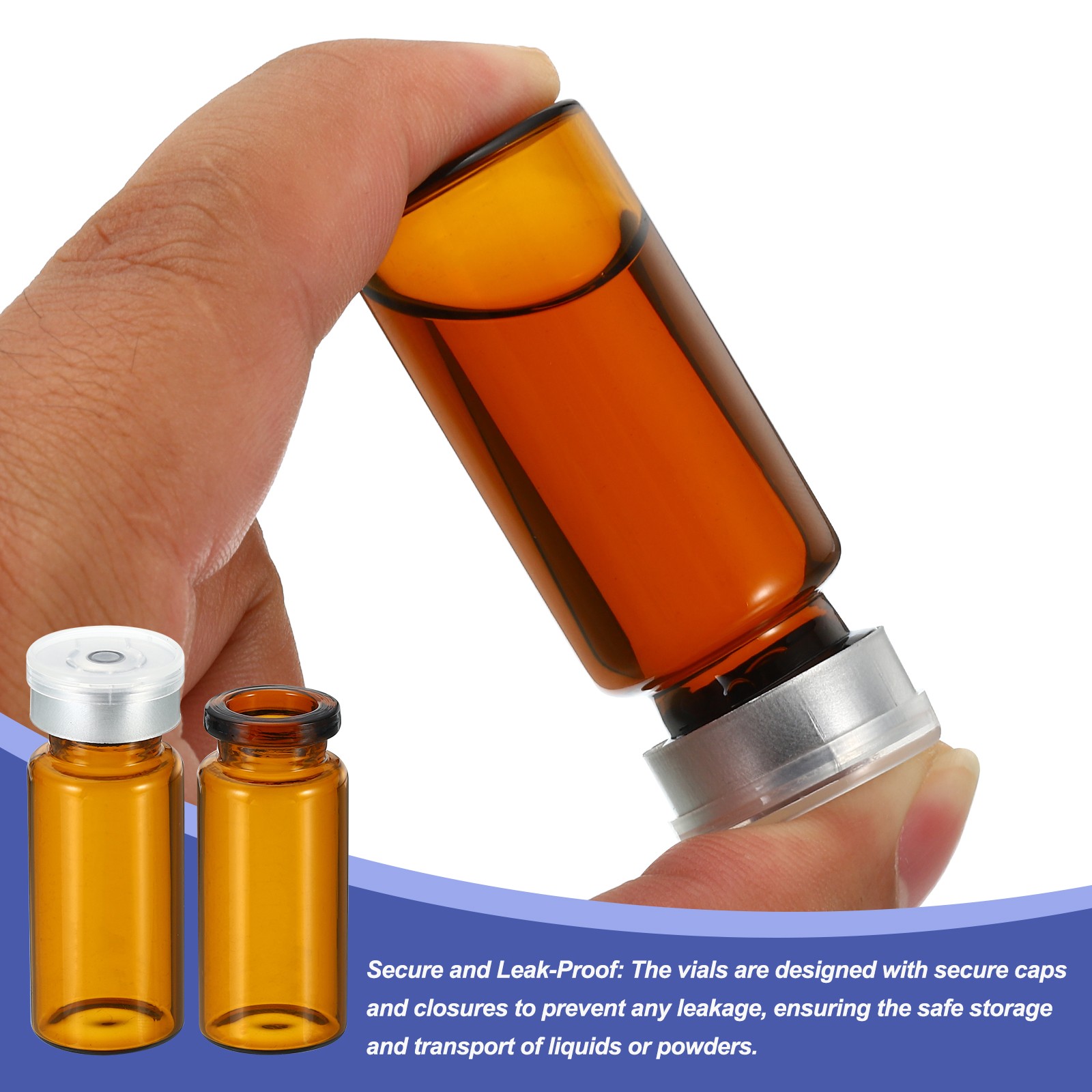 10ml Sample Vials, 8 Pack Lab Empty Vials Borosilicate Glass Vial, Amber