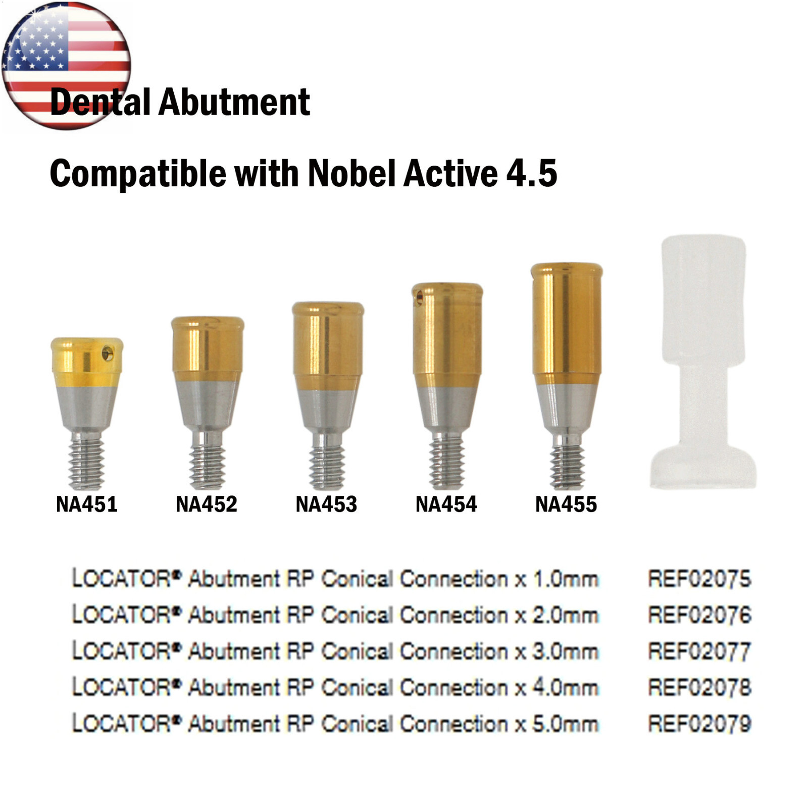 Locator Abutment for Nobel Active Biocare Conical Connection NP/RP 1-5mm Height