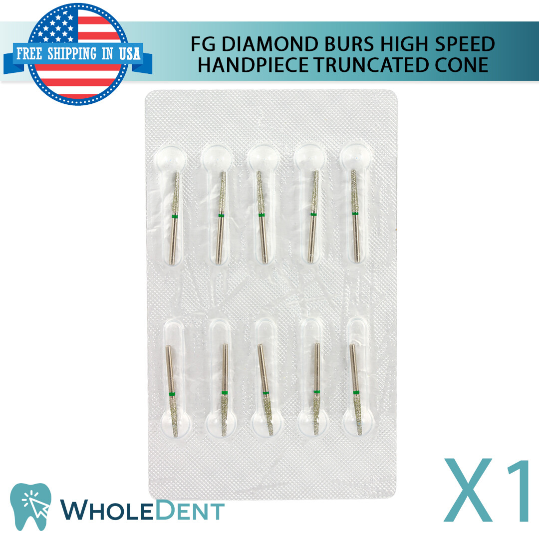 FG Diamond Burs Dental High Speed Handpiece Truncated Cone Head 10Pcs Sterile