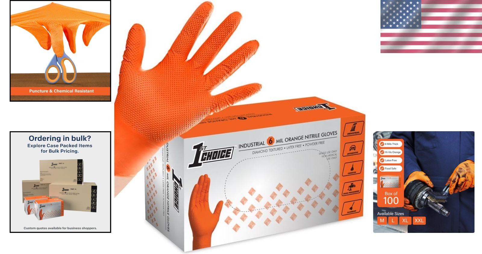Latex-Free Orange Cleaning Gloves – XXLarge, 6 mil Thickness