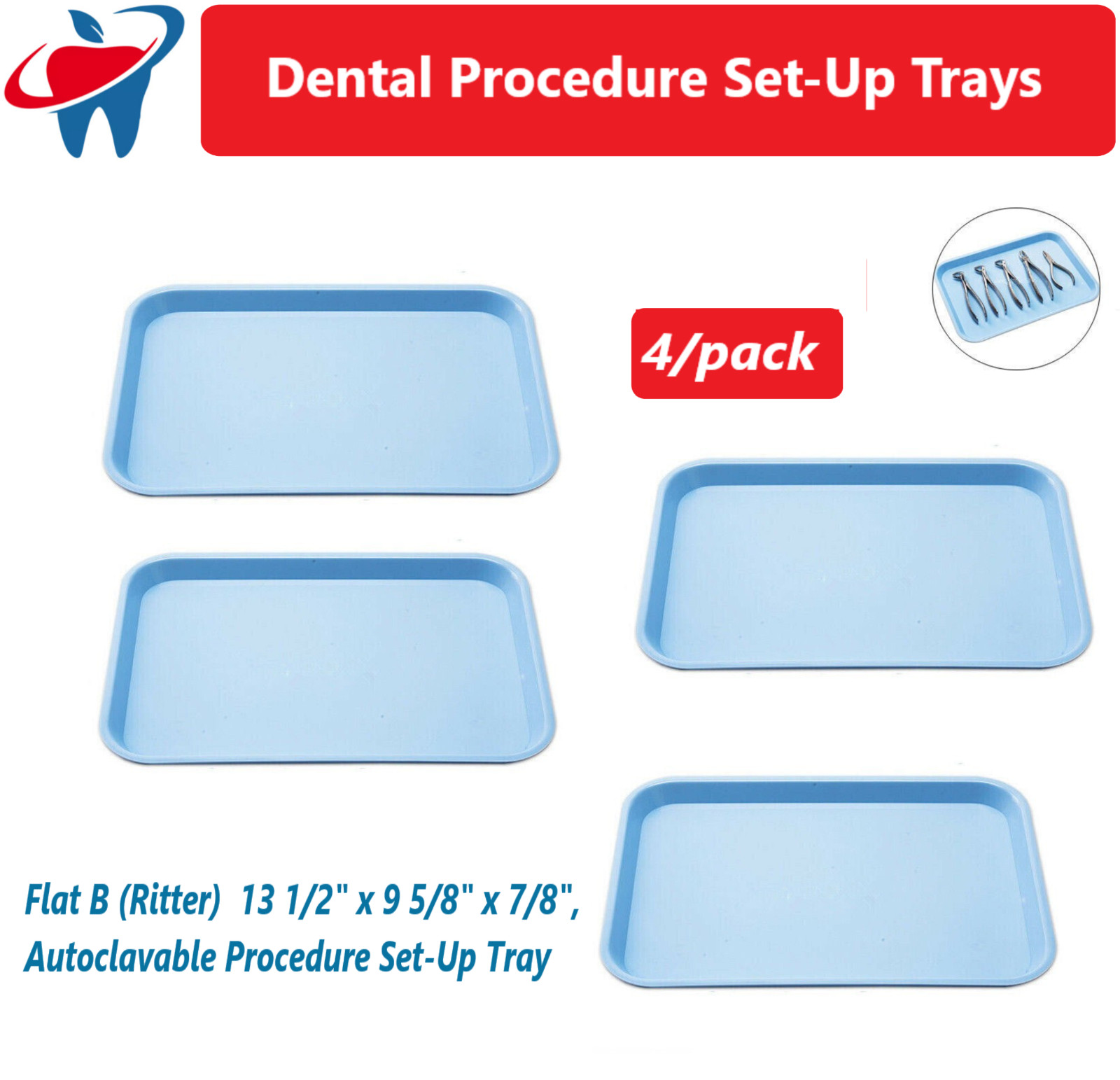 Dental Procedure Set-Up Trays Flat B (Ritter) COLOR-CODE SET-UP PRODUCTS – Blue