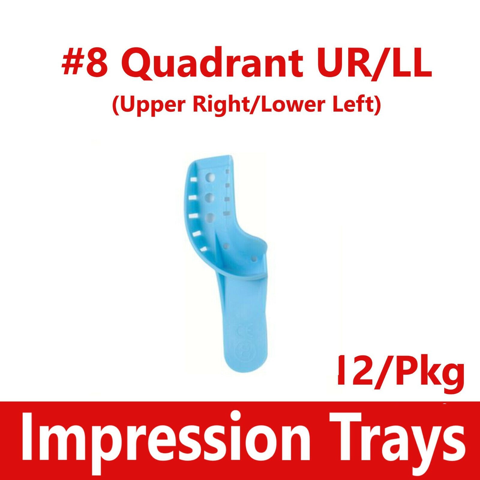 12Pcs/Pack Dental Impression Trays Perforated Plastic Disposable XL, L, M, S