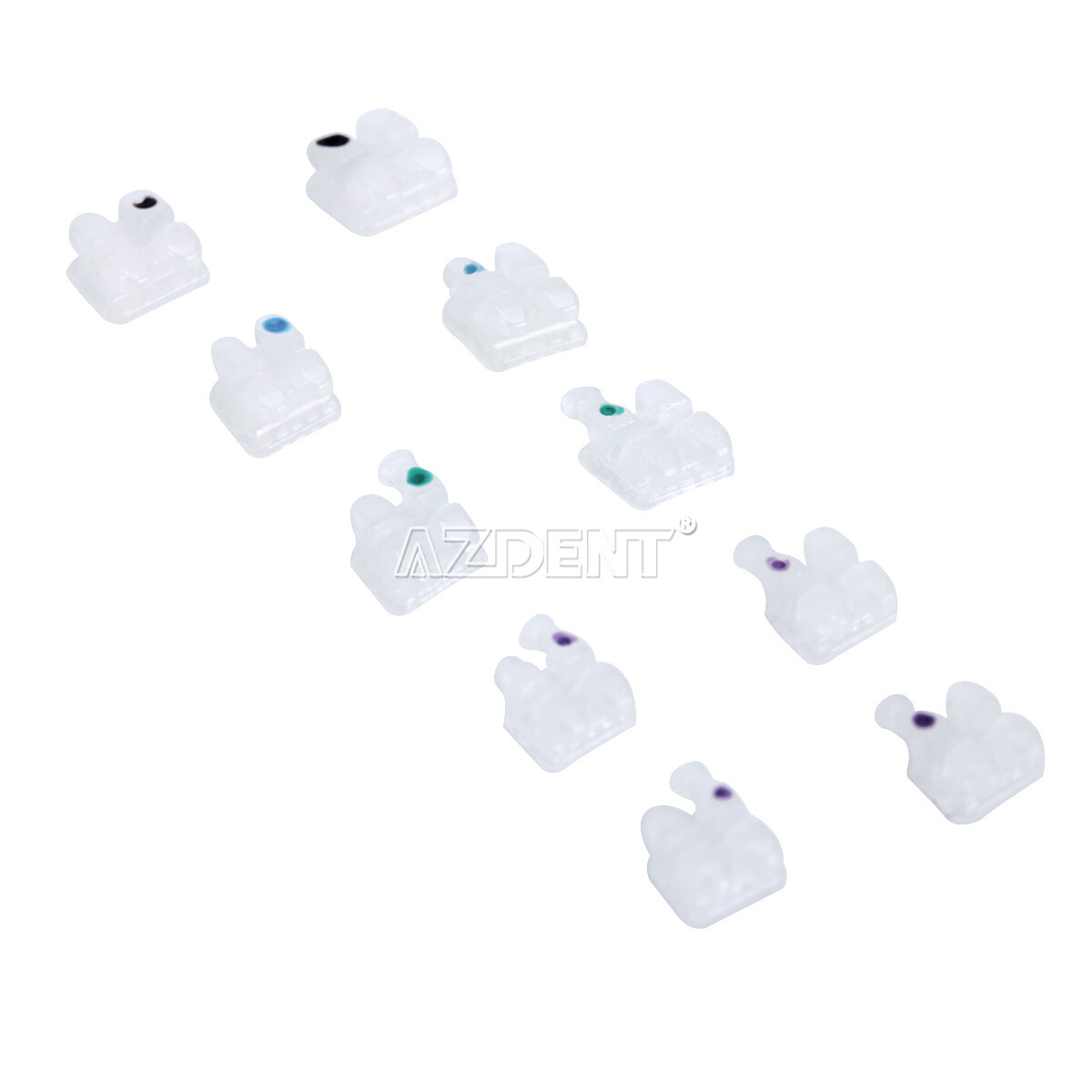 AZDENT Dental Orthodontic Ceramic Brackes Braces Roth/MBT .022 Hooks 345