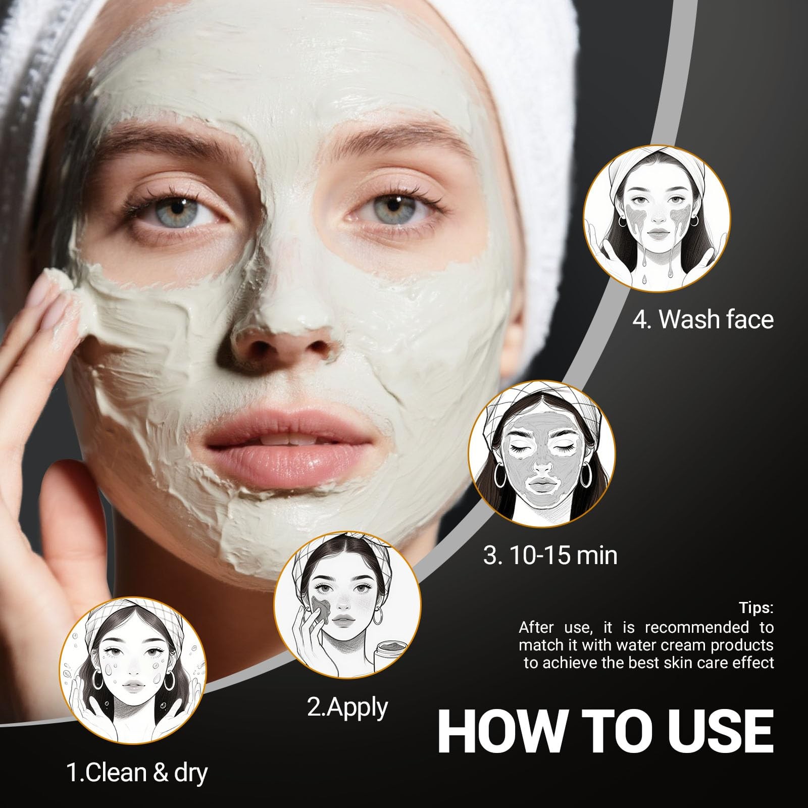 Clay Mask & Mud Face Mask – Purifying Kaolin Clay Mask, Blackhead Remover & Oil