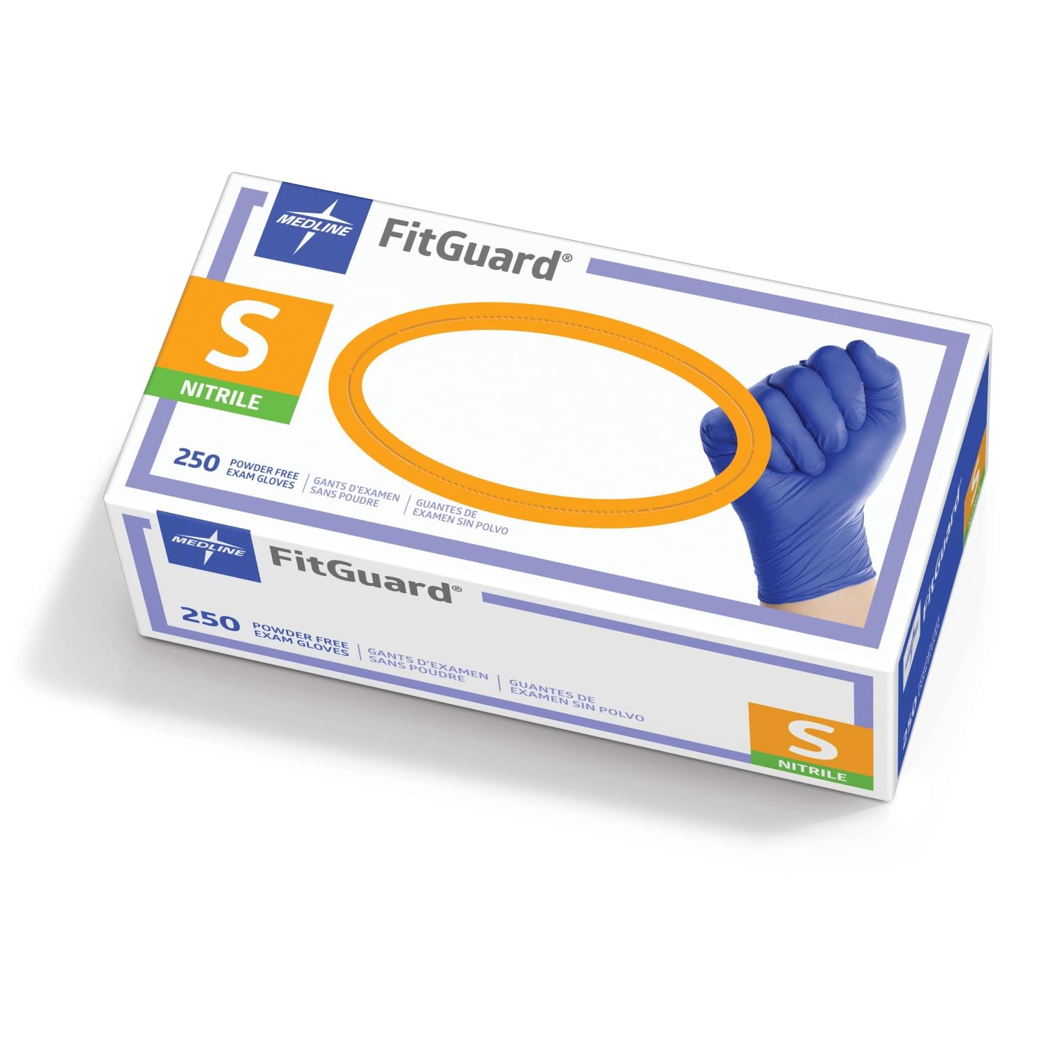 Medline FG2501H FitGuard Nitrile Exam Gloves, Small (Pack of 250), Dark Blue