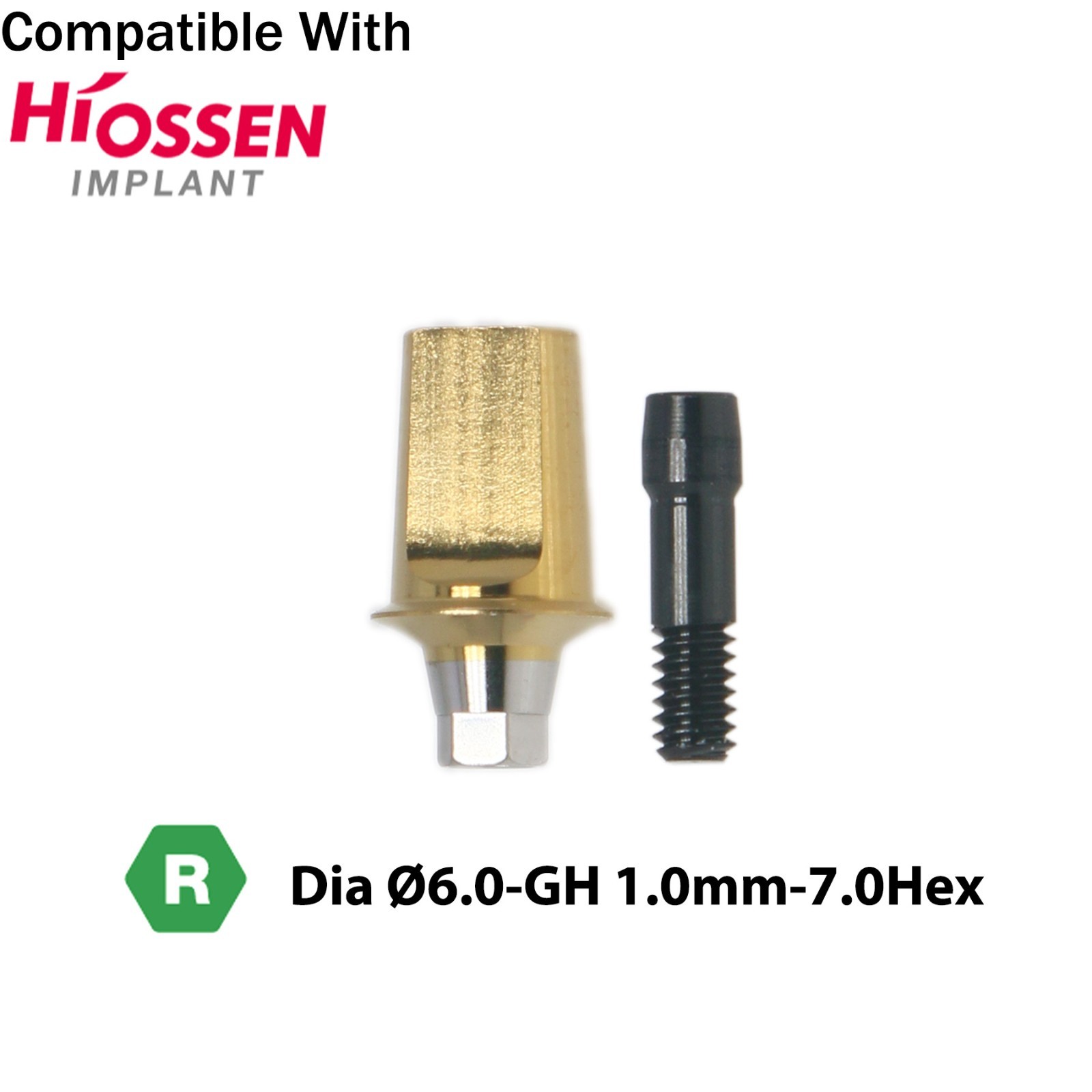 Titanium Straight Abutment Compatible with Osstem Hiossen Regular Ø4.5/5.0/6.0mm
