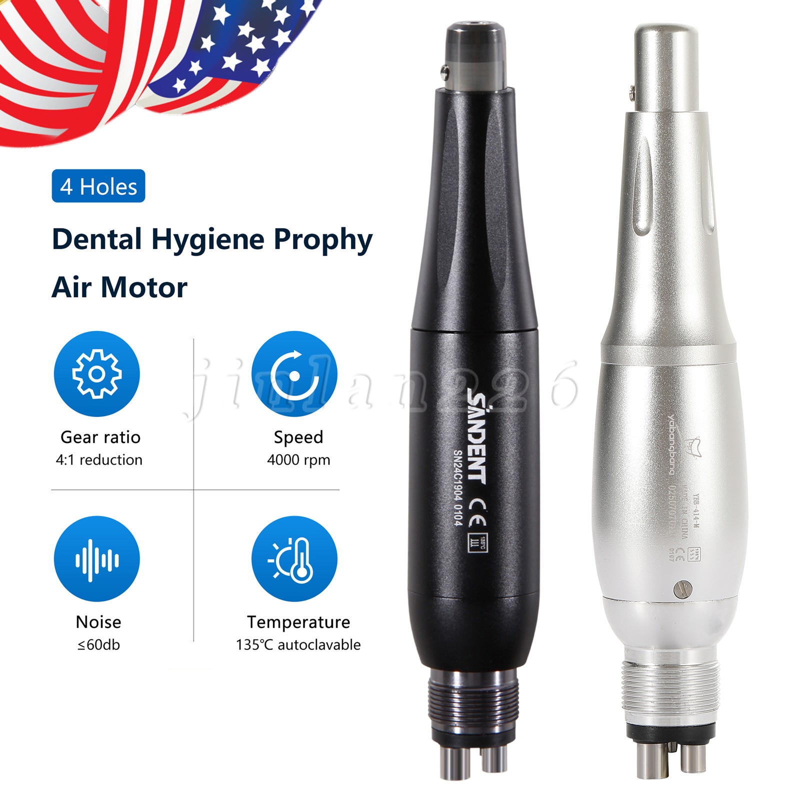 Dental 4:1 Hygiene Prophy Handpiece 360°Swivel Air Motor 4Hole SANDENT/yabang