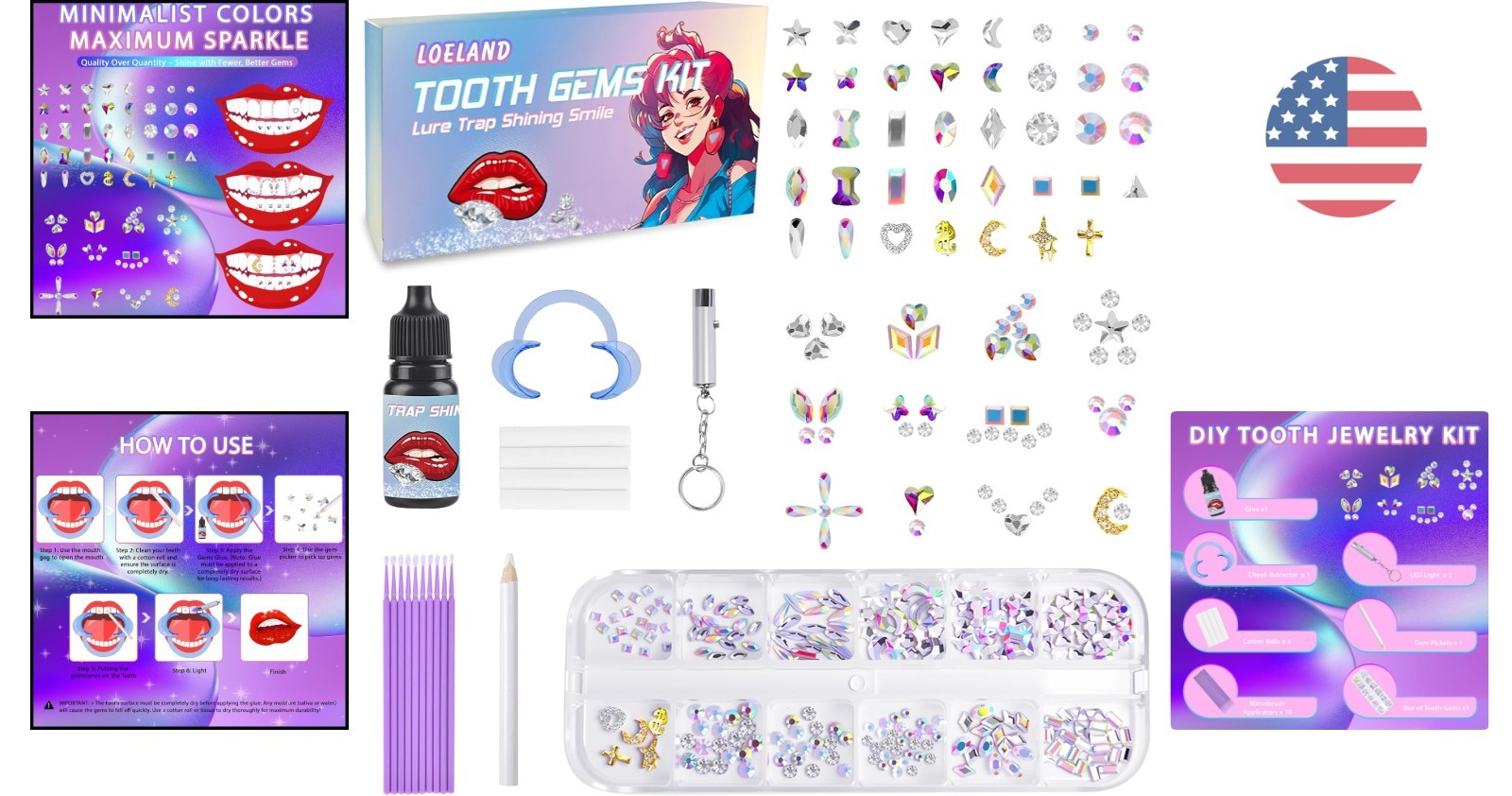 Fashionable Tooth Gem Kit – Versatile DIY Crystal Jewels for Stunning Results
