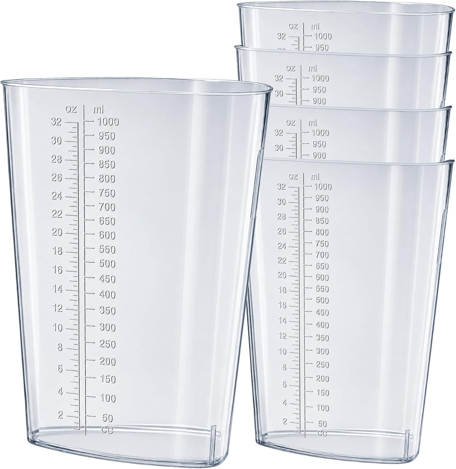 Plastic Graduated Triangular Intake Output Container [5 Pack] 32 ounce