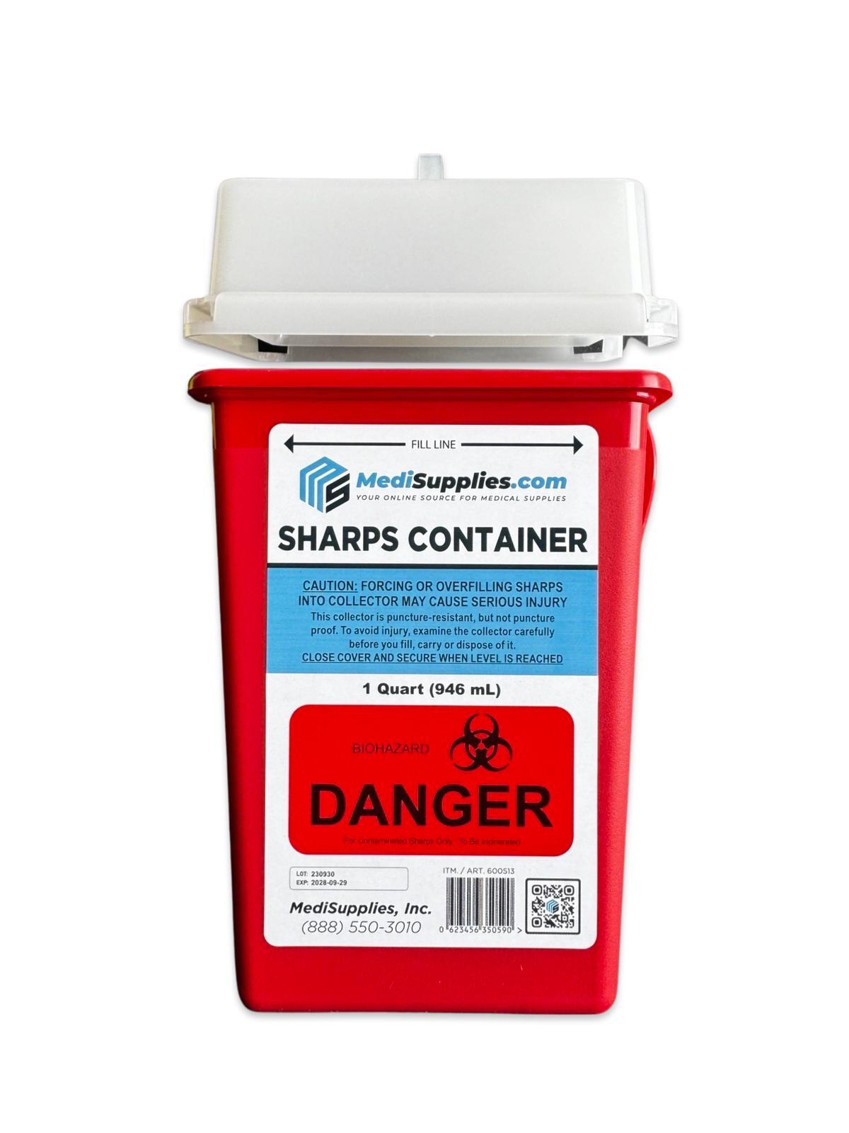 1 QUART BIOHAZARD CONTAINERS – SECURE DISPOSAL BIN (RED) – SAFE & CERTIFIED
