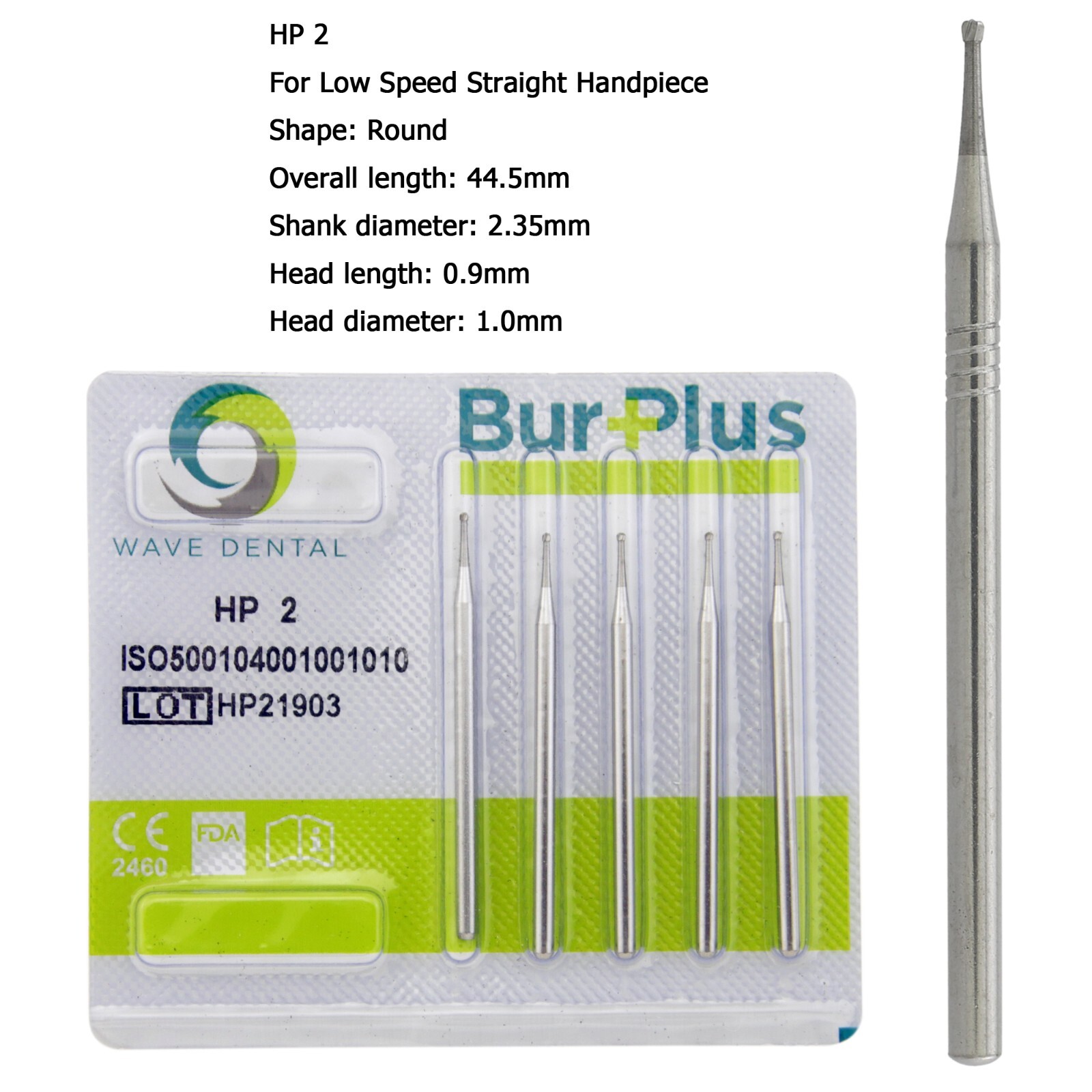 Wave Dental Carbide Burs Round HP Straight Handpiece Burs Low Speed HP 8 6 2 4