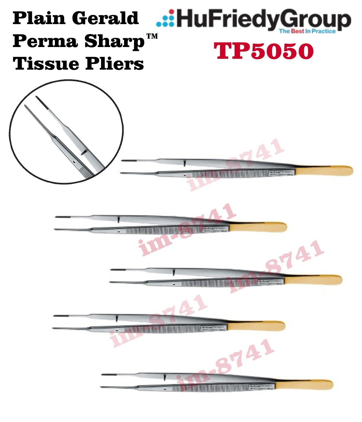 6 Pcs HU FRIEDY Plain Gerald Perma Sharp™ Tissue Pliers MPN TP5050