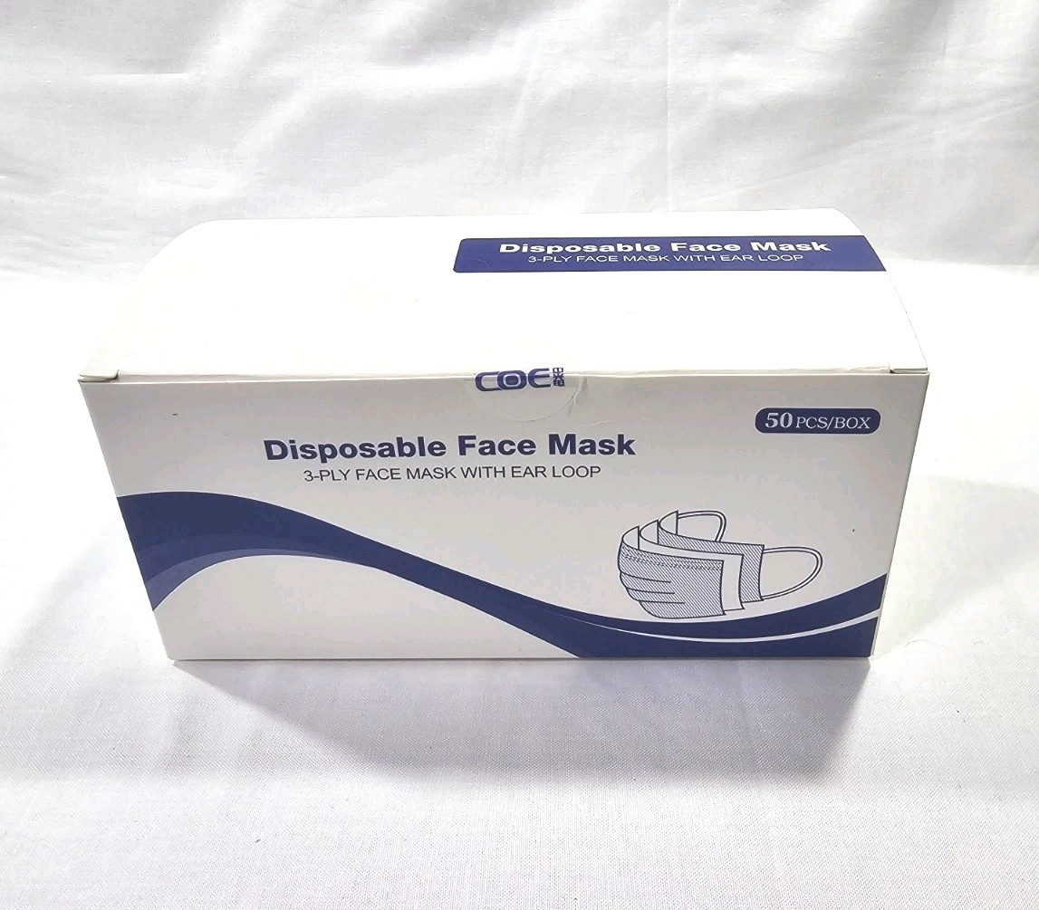50 PCS Disposable Face Mask Adult Covers Non-Medical 3 Ply Ear Loop Mouth Cover
