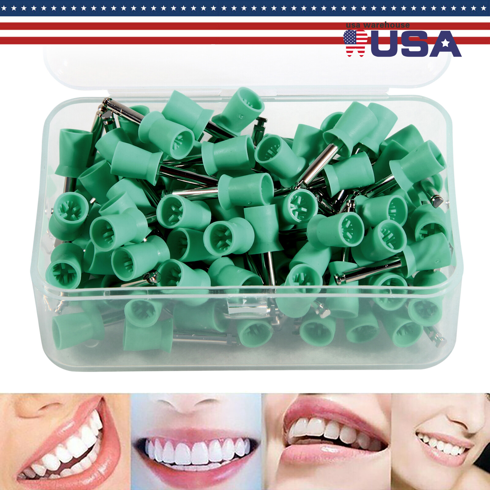 100PCS Dental Latch type Teeth Prophy Polishing Cups Rubber Mixed Colors