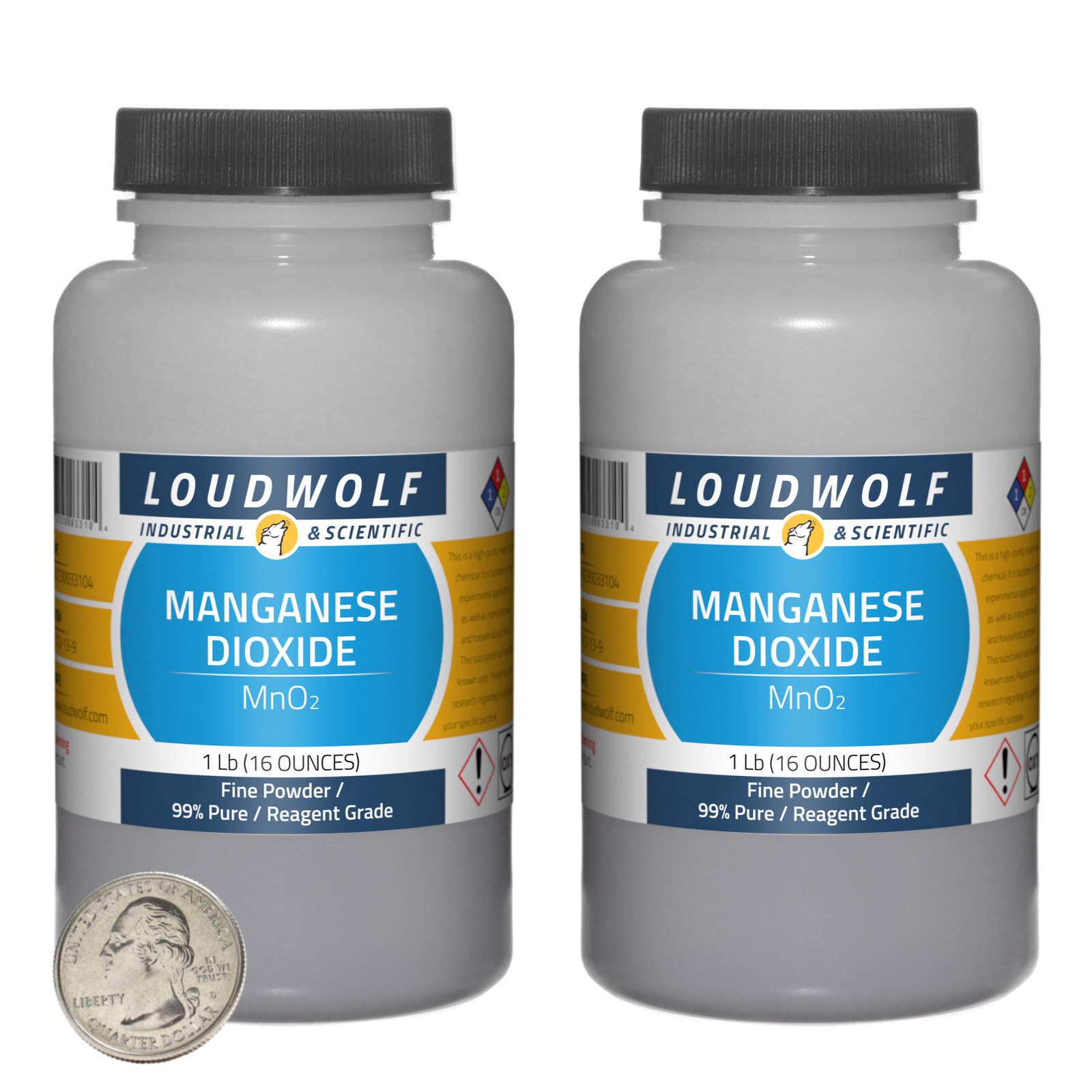 Manganese Dioxide / 2 Pounds / 2 Bottles / 99% Pure Reagent Grade / Fine Powder