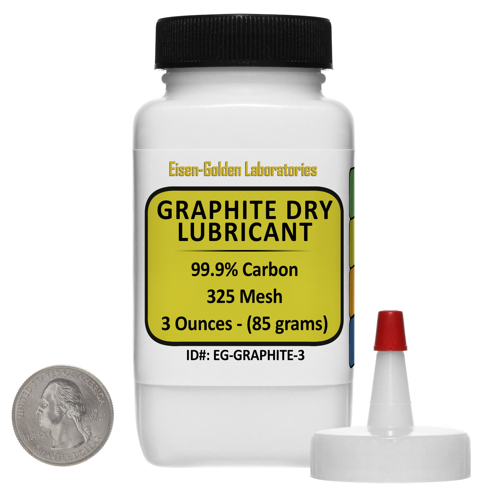 Graphite Dry Lube [C] 99.9% ACS Grade Powder 3 Oz in a Dispenser Bottle USA