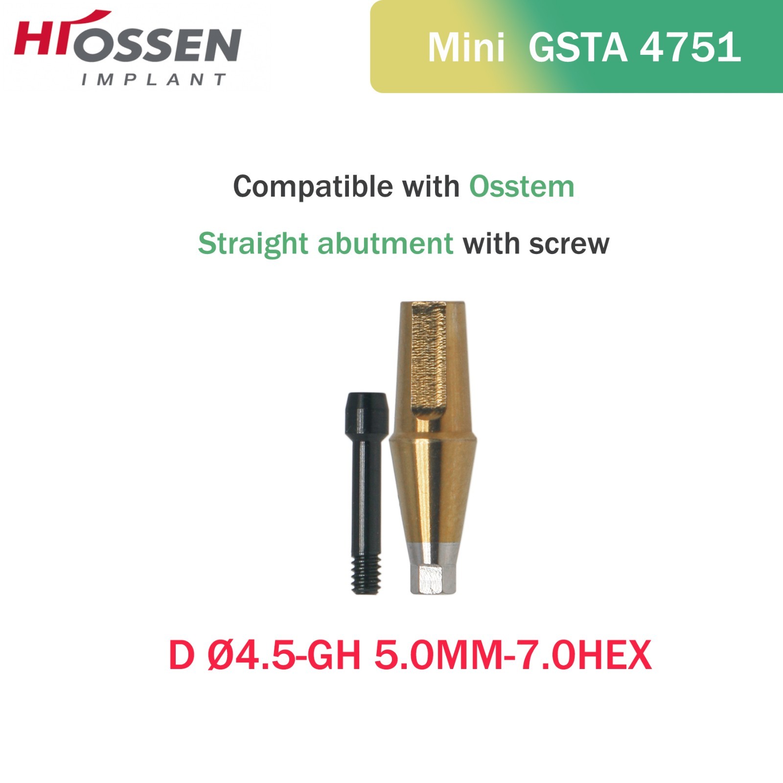 Hiossen Osstem Straight Transfer Abutment Hex Platform GH ET/TS/GS/DIO Compat