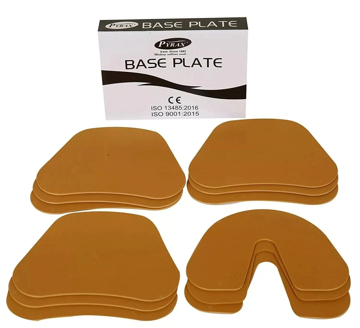 PYRAX Lab Shellac Base Plates Brown Bite 9 Upper & 3 Lowers Pack for Dental Use,