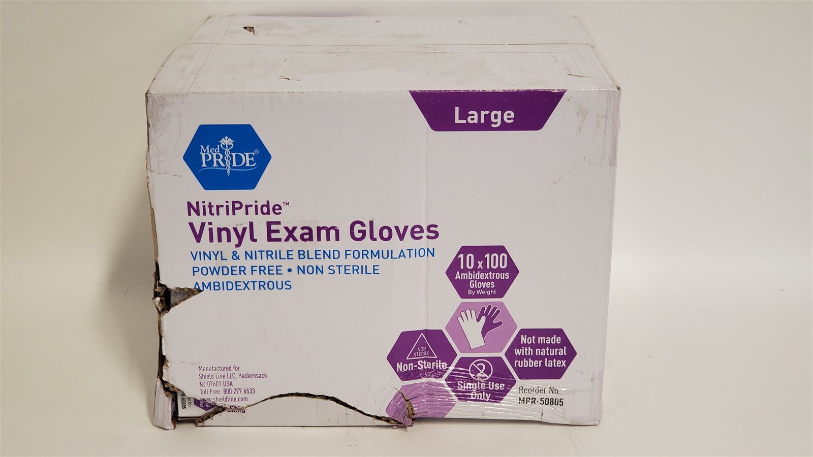 Med Pride NitriPride Nitrile-Vinyl Blend Exam Gloves, Powder Free, Large 1000