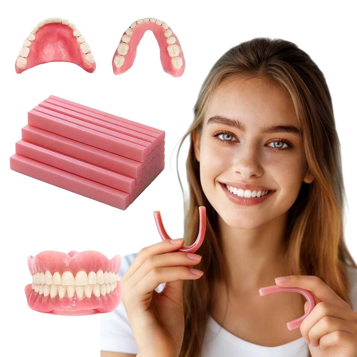 Dental Gum Material for Dentures, Fix Missing Teeth, Repair Broken Teeth, Natura