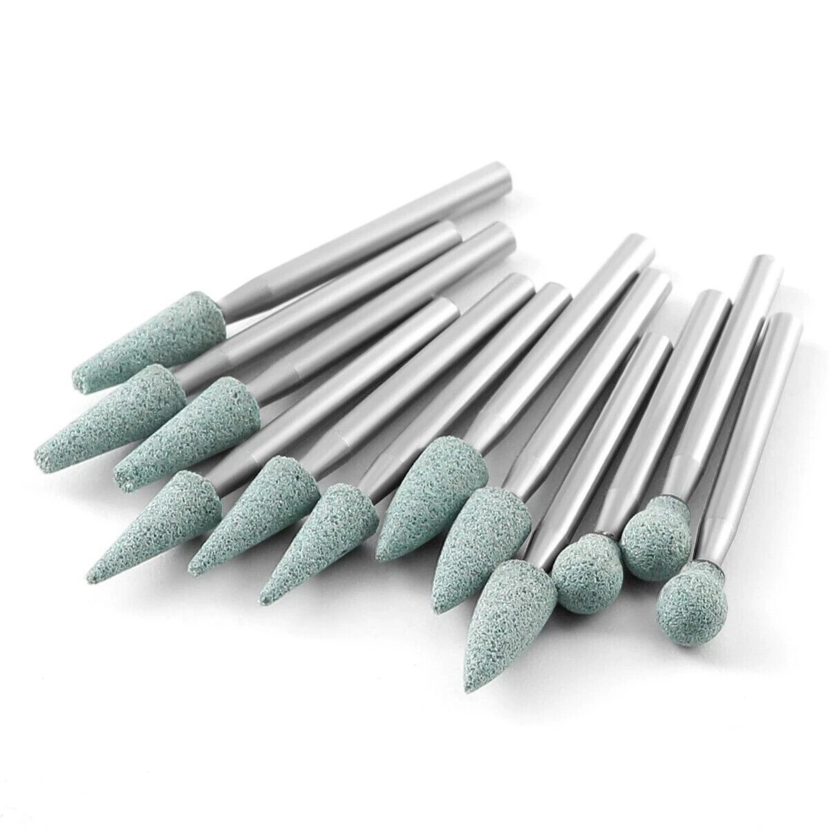 12Pcs/Pack Dental Mounted Abrasive Polishing Finishing Green Stones Points FG RA