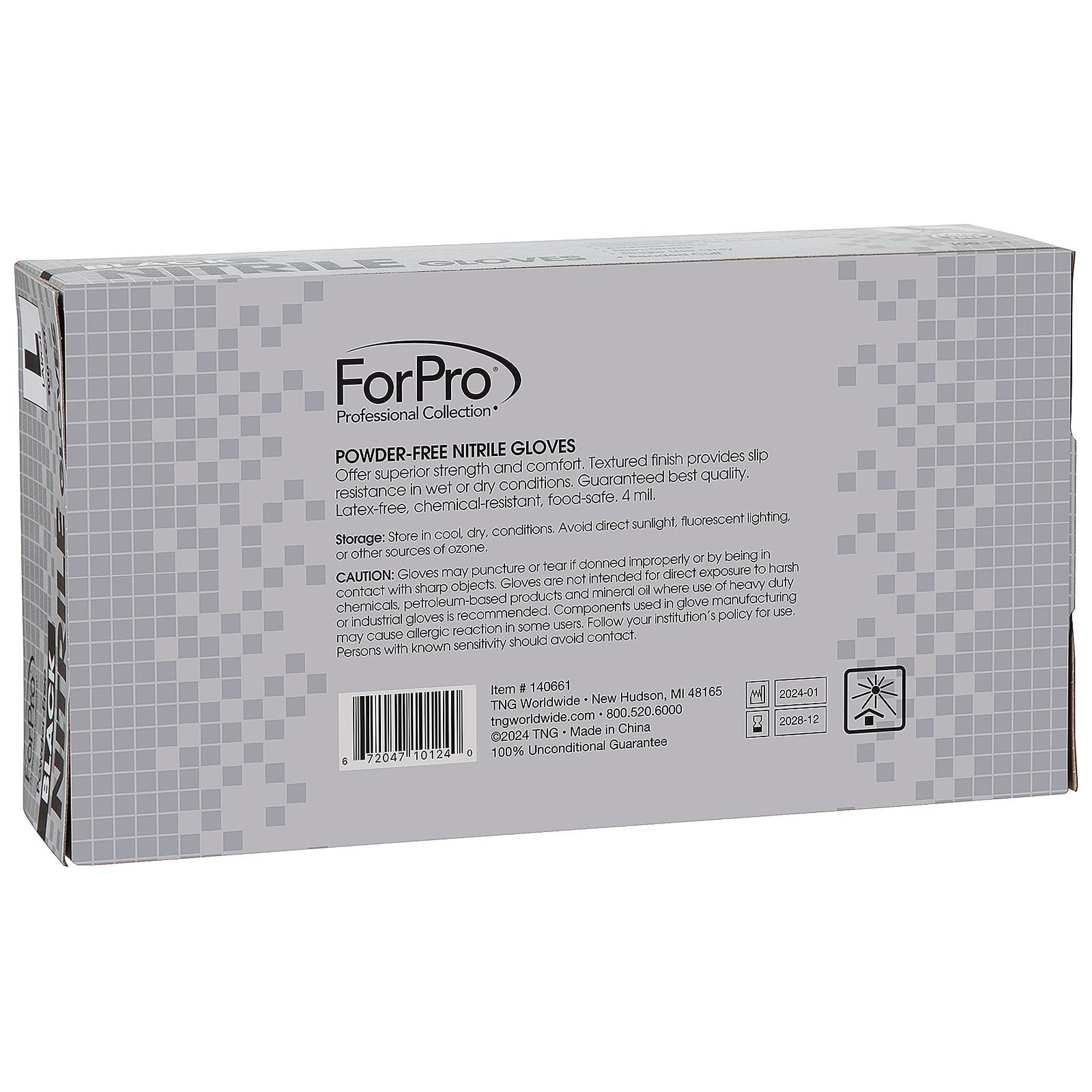 ForPro Disposable Nitrile Gloves, Chemical Large (Pack of 100), Black