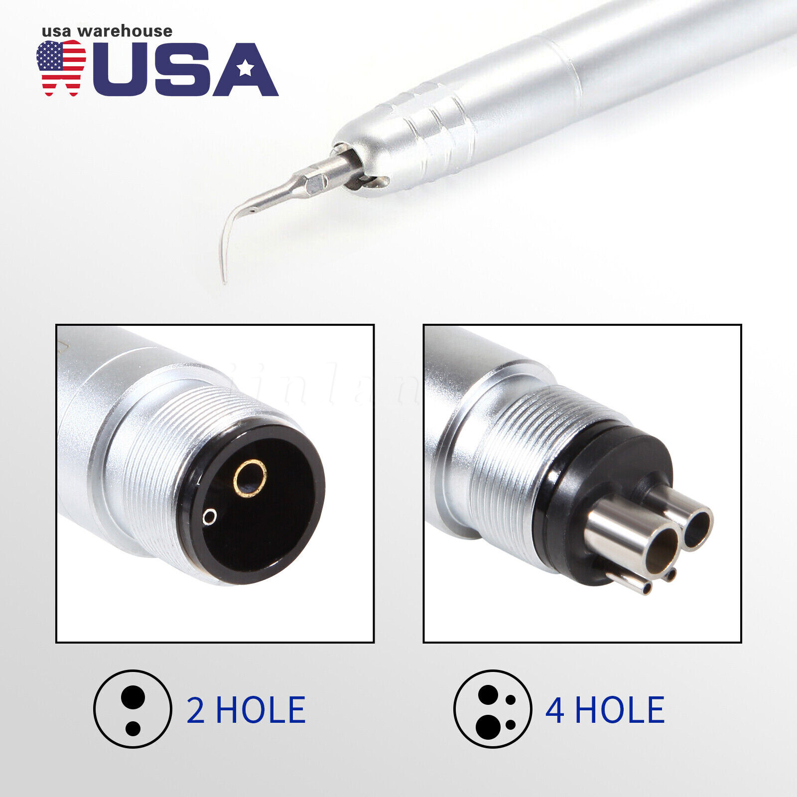 Dental Piezo Ultrasonic Air Scaler Handpiece Hygienist 2/4 Holes With 3 Tips