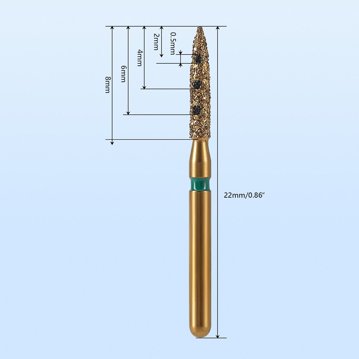 AZDENT Dental BOPT Vertical Preparation Diamond Burs FG 1.6mm Titanium Plating
