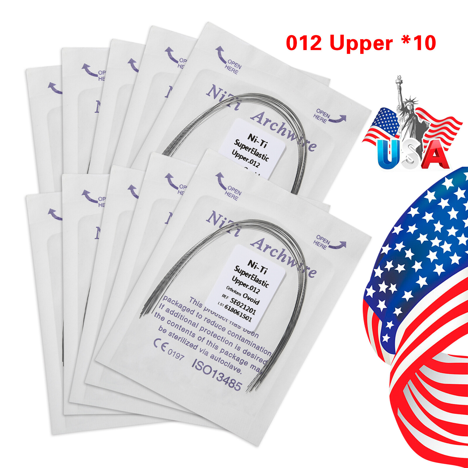 10 bags Dental Orthodontic Super Elastic Niti Round Arch Wires Ovoid Form USA
