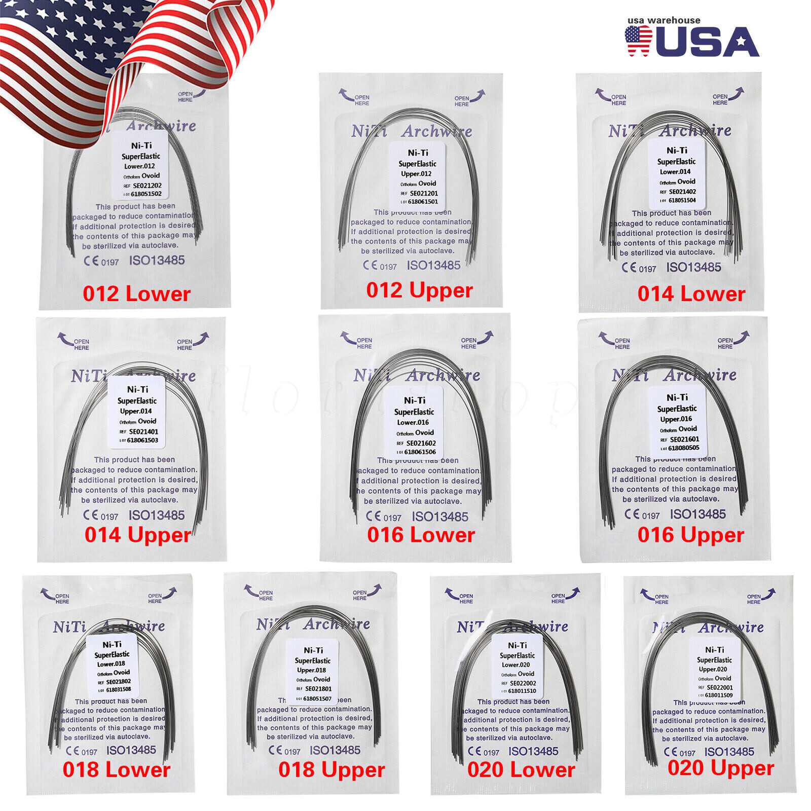 10 packs Arcos de Dental Ortodoncia Redondos Niti Arco de Alambre Su Arch Wire