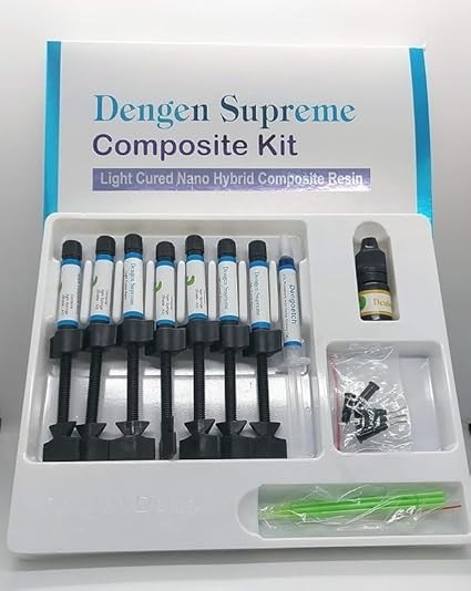 Dental Dengen Supreme Composite Kit Dental Nano Hybrid Light Cure 7 Syringes