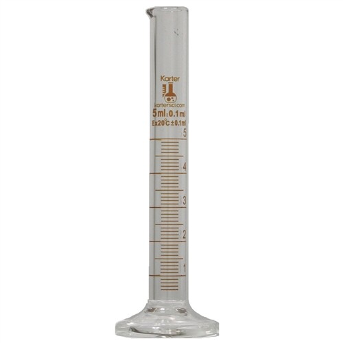 5ml Graduated Cylinder, Glass, Round, Karter Scientific 412A1 (Pack 40)