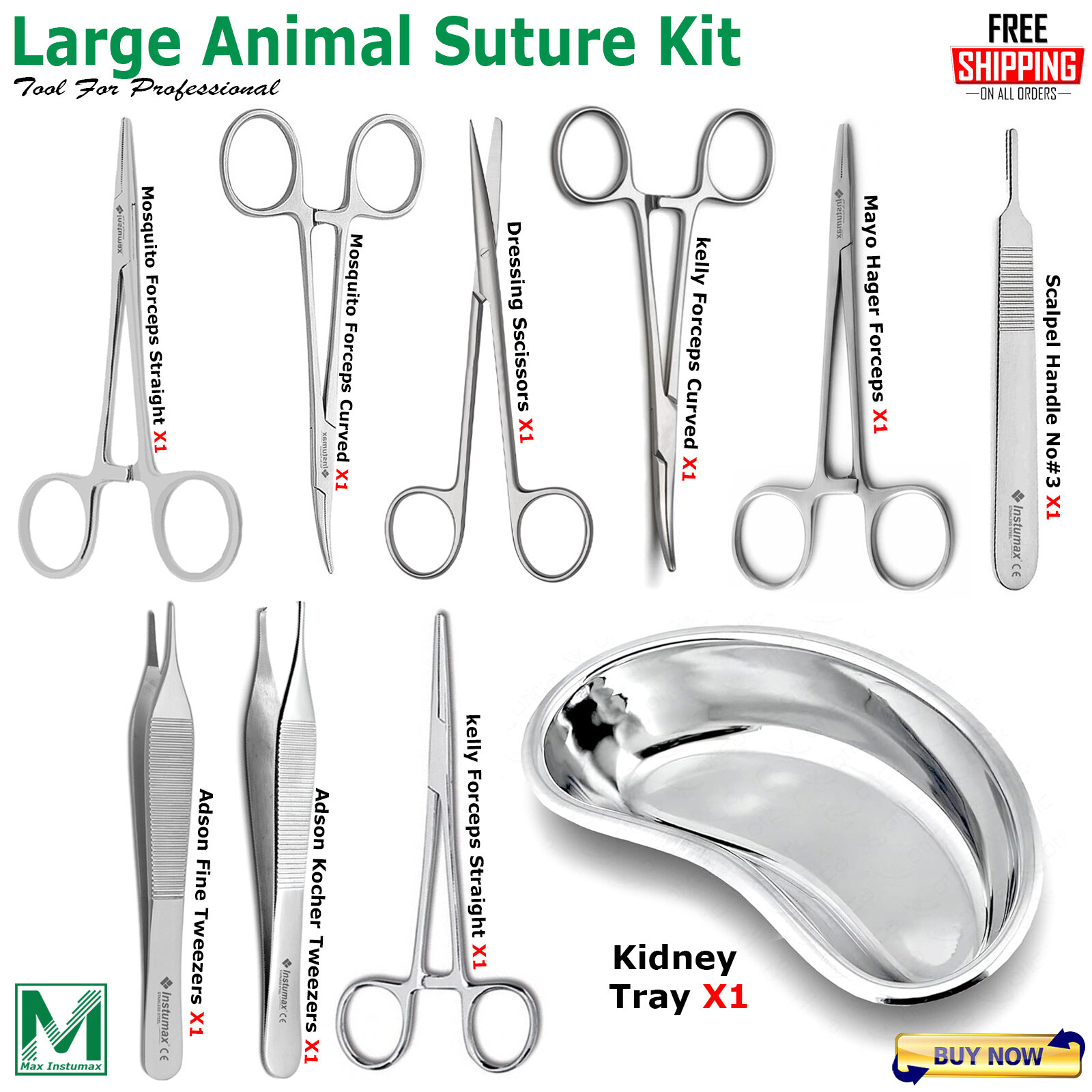 Suturing Tools for Medical & Nursing Students, Forceps Scissors Tweezers Trays