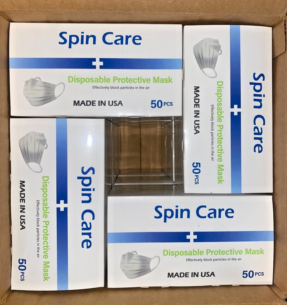 [12 Boxes of 50] Spin Care by Spintech Disposable Protective Mask (600 Count)