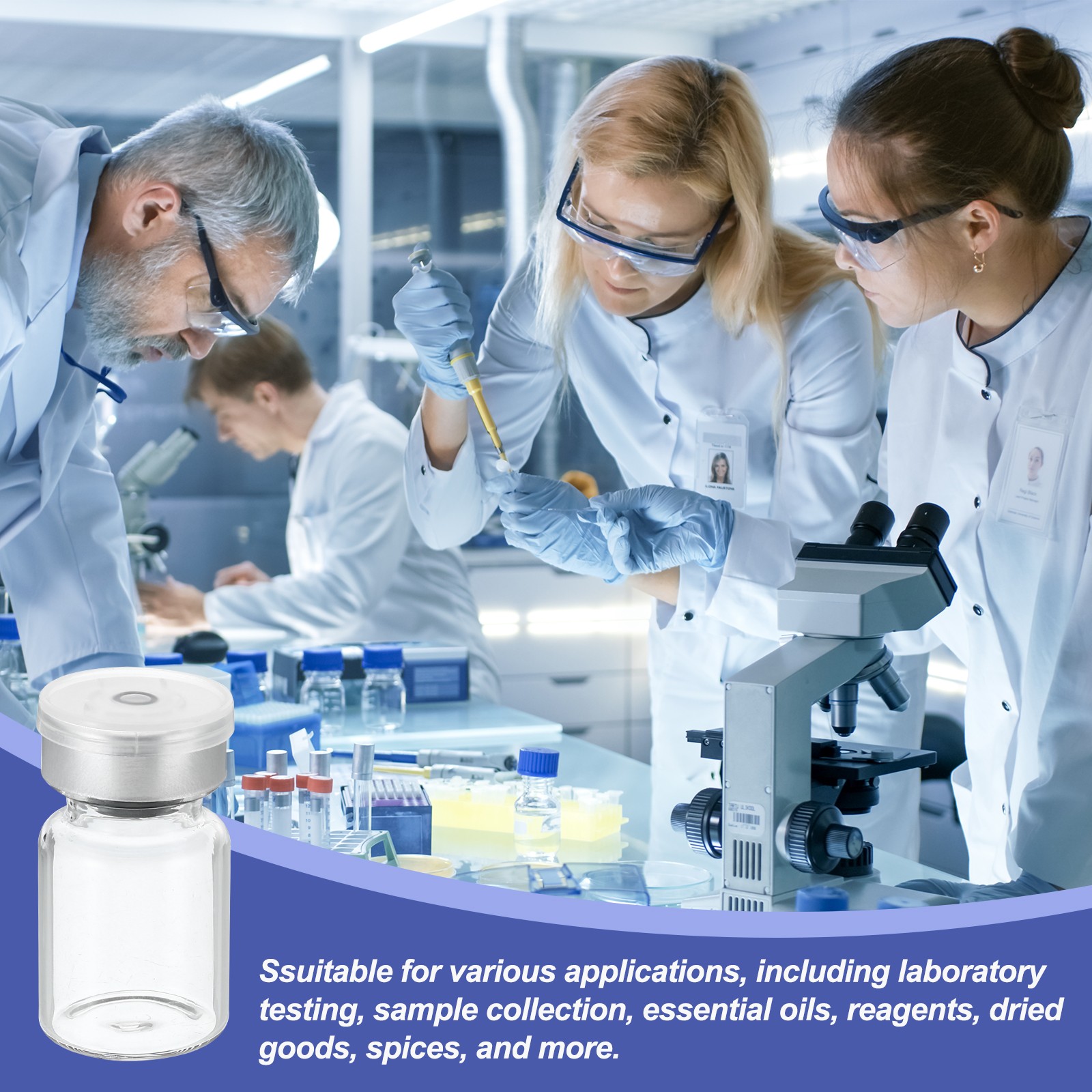 5ml Sample Vials, 8 Pack Lab Empty Vials Borosilicate Glass Vial, Transparent