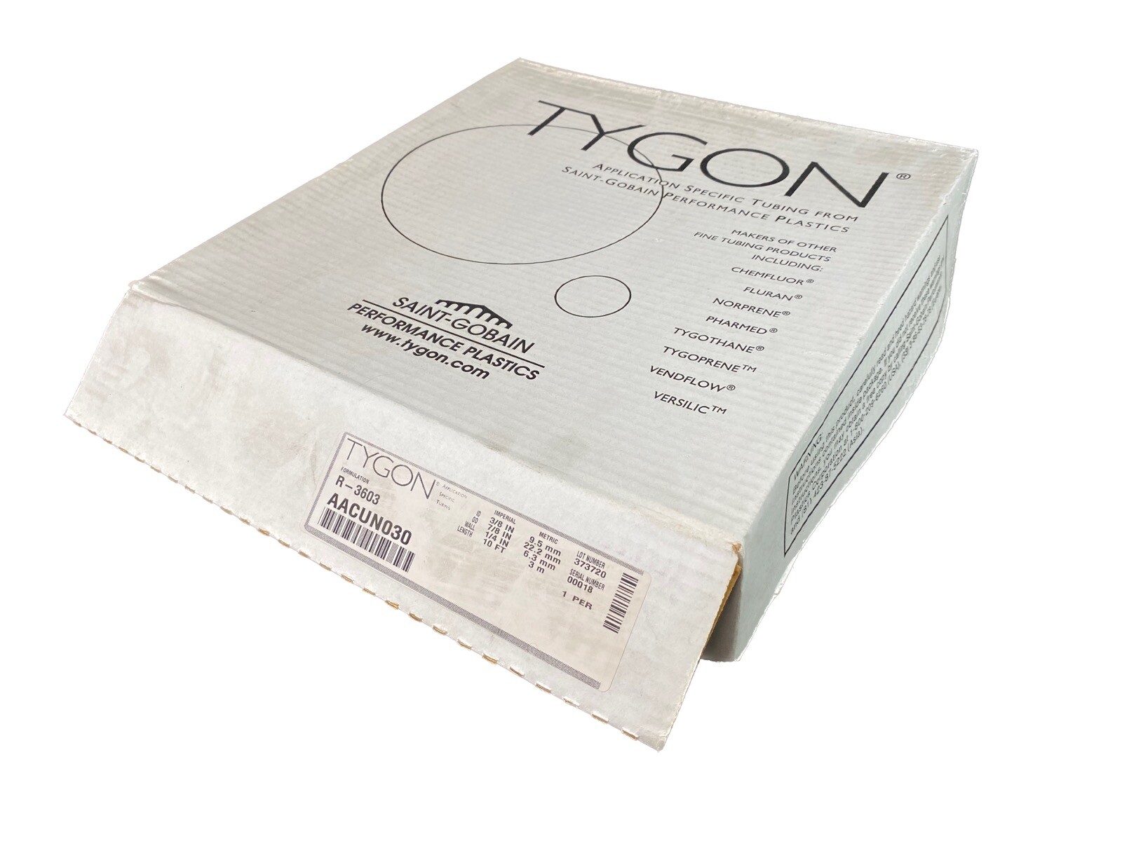 TYGON 3/8″ ID 7/8″ OD 1/4″ Wall ~6 Feet Flexible Plastic Tubing R-3603 (6’/Pk)