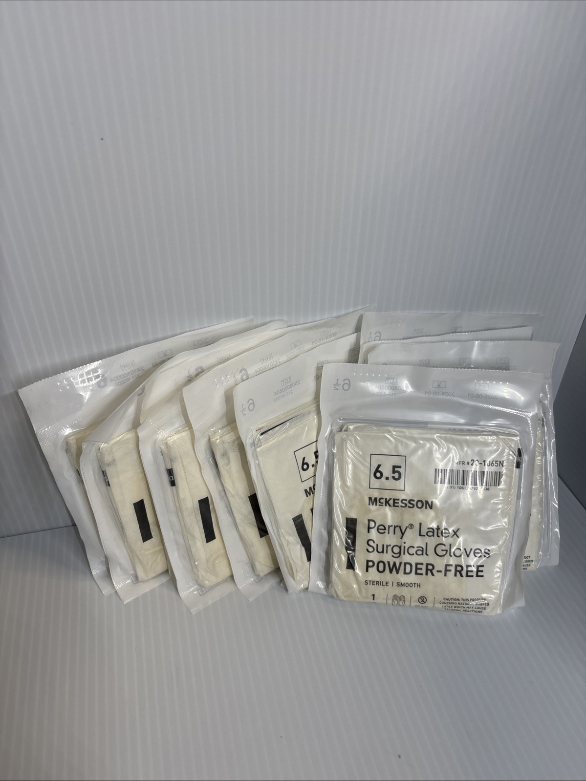 10 Packs/mckesson 6.5 perry latex Surgical gloves powder free 20-1065N