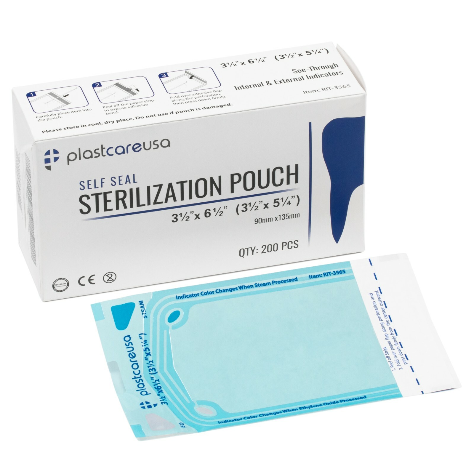 4000 Self-Sealing Sterilization Pouch, 3.5″ x 6.5″ (5.25), Paper/Blue (20 Boxes)