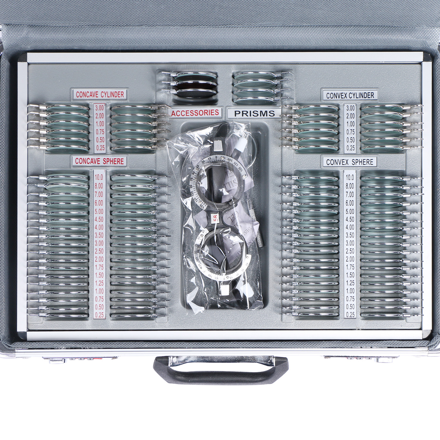 104PCS Optical Optometry Trial Lens Set Metal Rim Aluminum Case