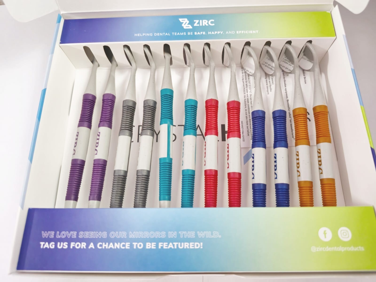 ZIRC Crystal HD # Thin Grip Assorted Mouth Mirror Jewel (12pk) USA Made New